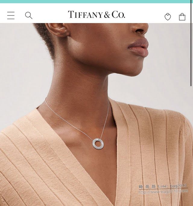 Tiffany純銀飾品 蒂芙尼女士專櫃爆款T two圓圈滿鑽雙T項鏈 Tiffany純銀鎖骨鏈  zgt1767
